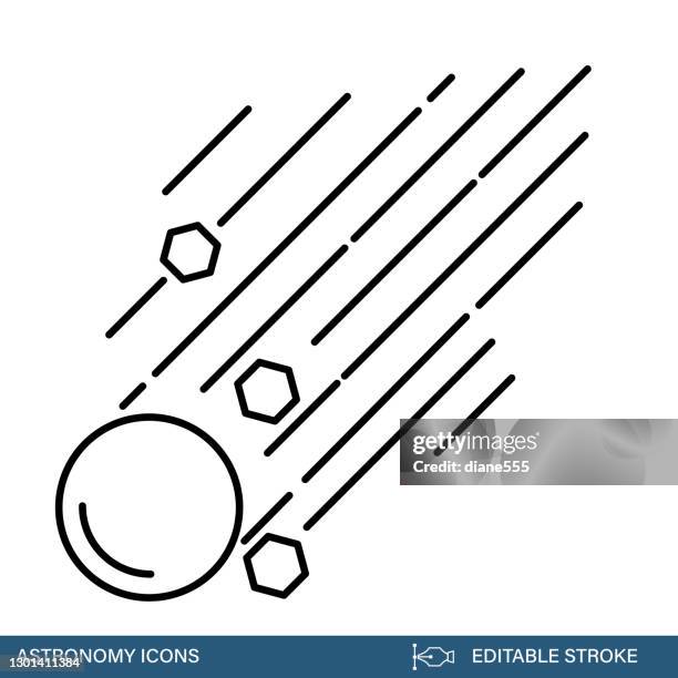 meteor shower - astronomy and space thin line icon with editable strokes - meteor shower stock illustrations