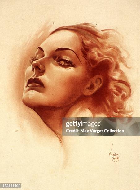 Pin-up art by Alberto Vargas of actress Adrienne Ames circa 1928.