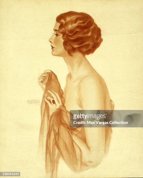 Pin-up art by Alberto Vargas of actress Lucille Adair circa 1927.