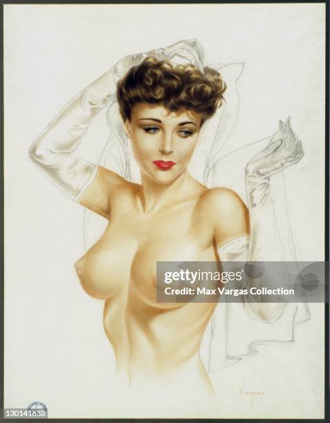 Pin-up art by Alberto Vargas titled The Bride circa 1940's.