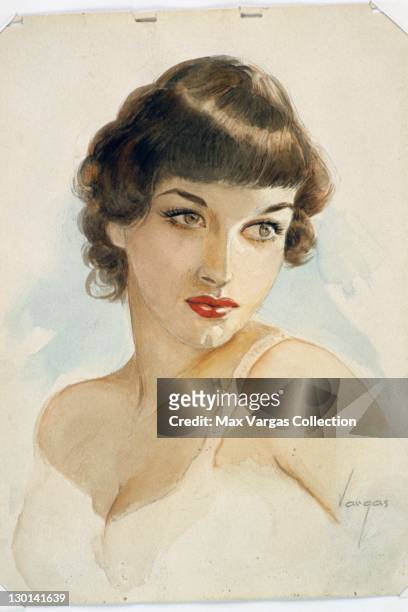 Pin-up art by Alberto Vargas titled Portrait of 'D' circa 1950's.
