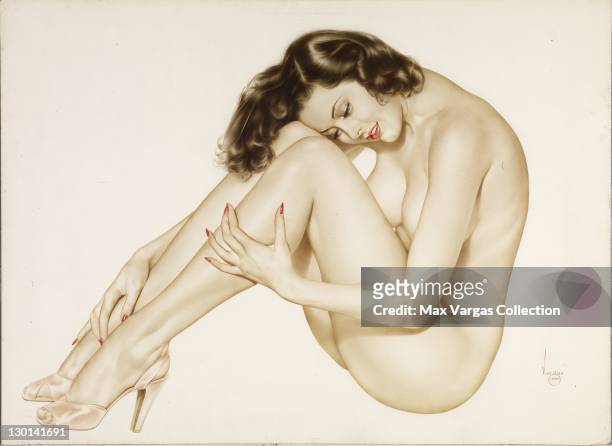 Pin-up art by Alberto Vargas titled Nice and Easy circa 1950's.