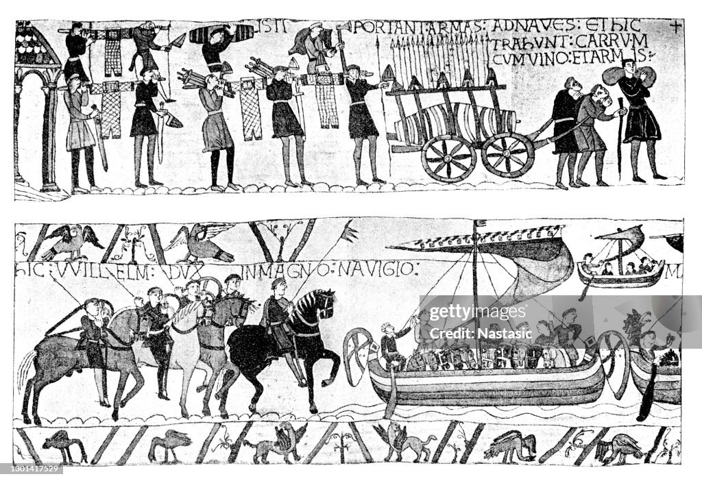 Two scenes from the Bayeux Tapestry