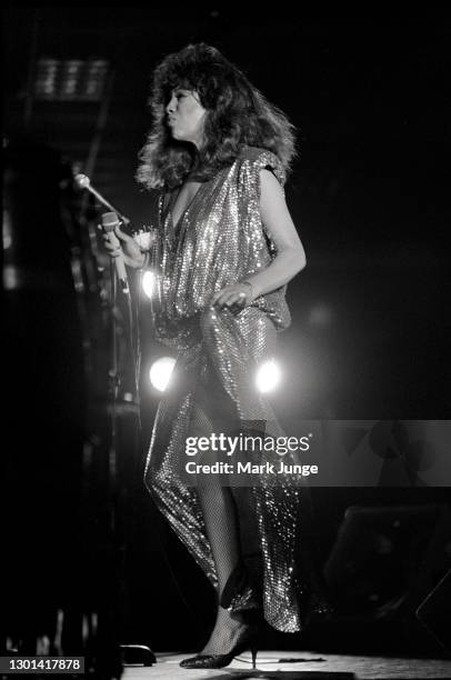 Mary Wilson lead singer of the trio “Mary Wilson and the Supremes” performs at the Holiday Inn on November 17, 1985 in Fort Collins, Colorado. She...