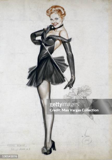 Pin-up art by Alberto Vargas of actress Vivian Blaine circa 1940's.
