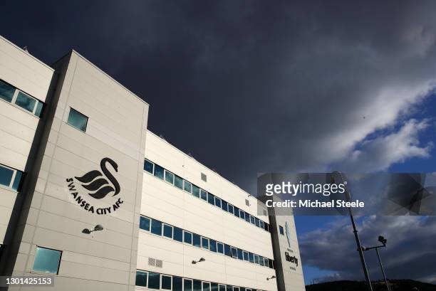 General view outside the stadium prior to The Emirates FA Cup Fifth Round match between Swansea City and Manchester City at Liberty Stadium on...