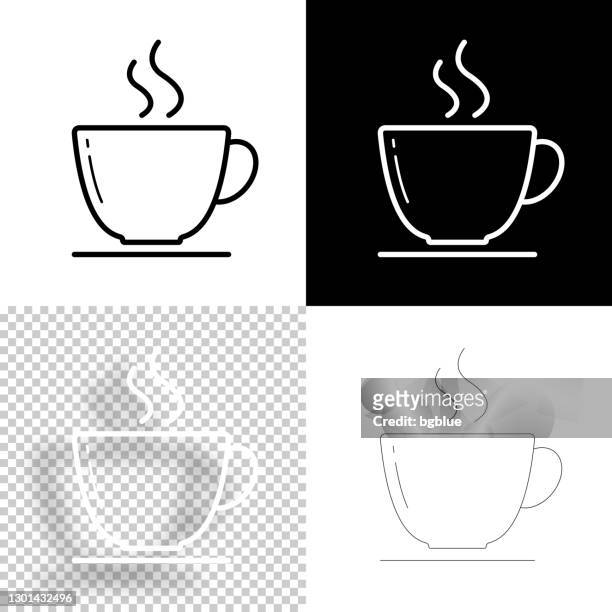 bildbanksillustrationer, clip art samt tecknat material och ikoner med kaffekopp. ikon för design. tom, vit och svart bakgrund - ikonen linje - saucer