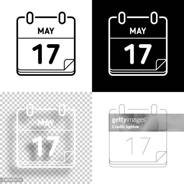 may 17. icon for design. blank, white and black backgrounds - line icon - 17 may stock illustrations
