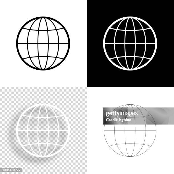 stockillustraties, clipart, cartoons en iconen met globe. pictogram voor ontwerp. lege, witte en zwarte achtergronden - pictogram lijn - longitude