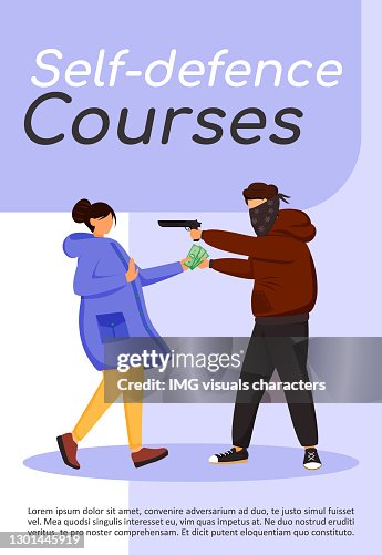 Self Defence Courses Poster Flat Vector Template Protection Skills ...