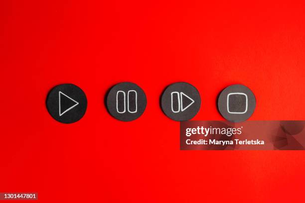 control buttons for watching a movie or video: play, pause, skip, stop. - button concept stock pictures, royalty-free photos & images