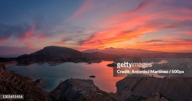 scenic view of sea against sky during sunset,alhama de murcia,murcia,spain - murcia spain stock pictures, royalty-free photos & images