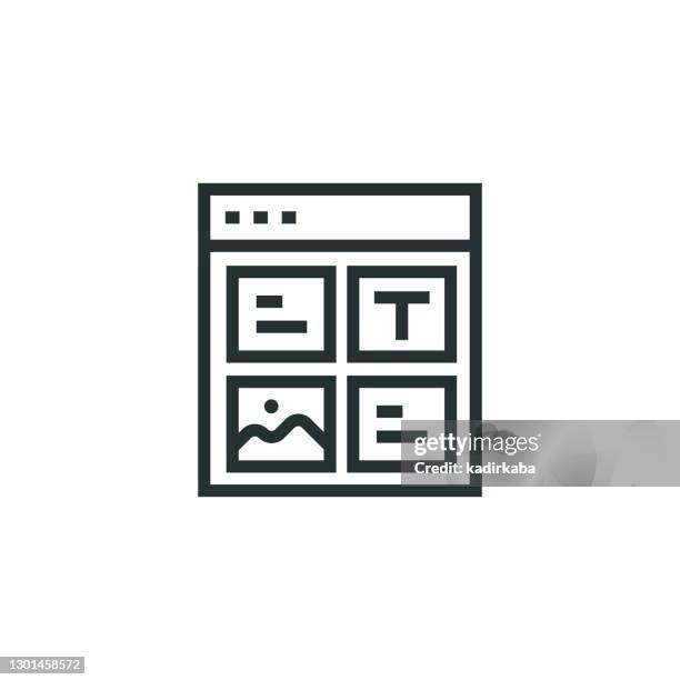 content management line icon - website template stock illustrations
