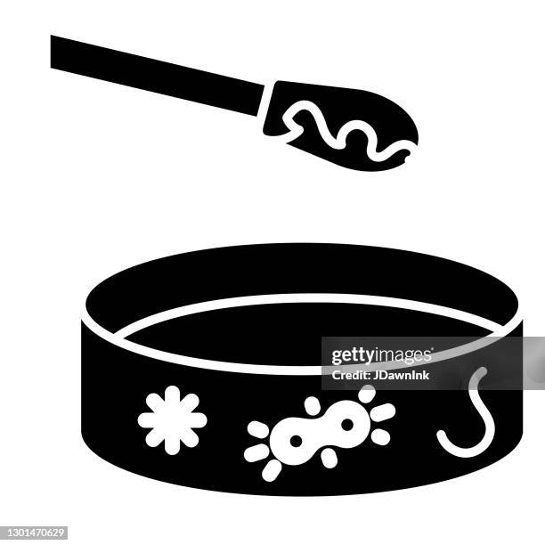cold and flu virus petri dish bacterium swab test icon - 100% solid black fill - petri dish isolated stock illustrations