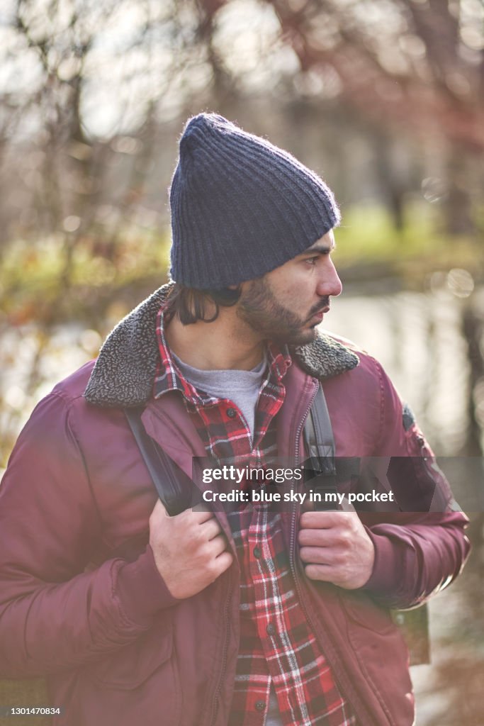 A rugged hipster dude outside