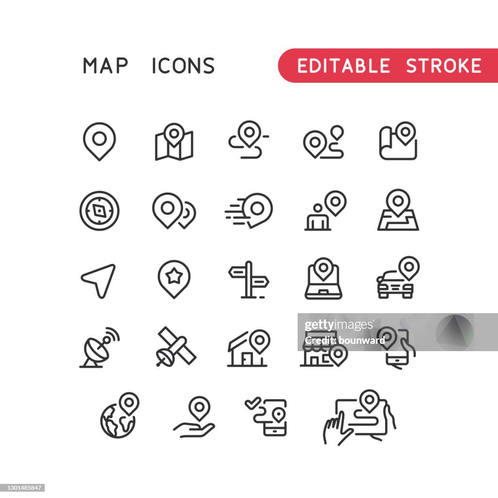 Bewerkbare lijn navigatielijnpictogrammen