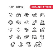 Navigation Line Icons Editable Stroke