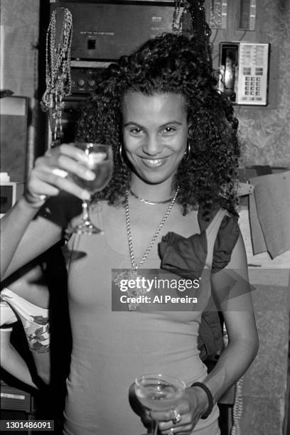 Rapper Neneh Cherry and N'Dea Davenport of The Brand New Heavies attends a Platinum Record Party to celebrate the "Lōc-ed After Dark" by Tone Loc on...