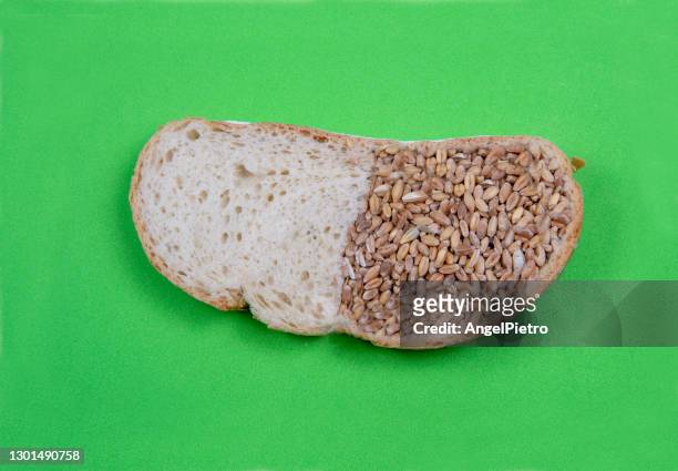 bred made of whole wheat - a visual joke. - rebanada bildbanksfoton och bilder