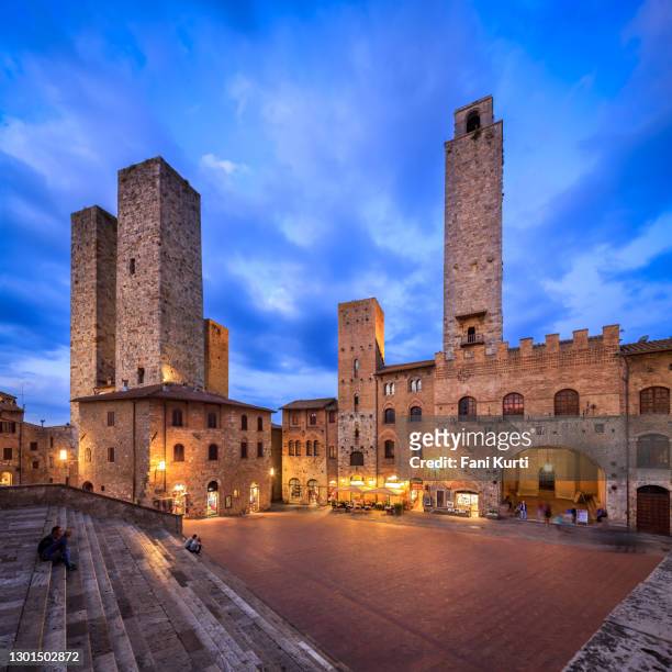 san gimignano square fine art - san gimignano stock pictures, royalty-free photos & images