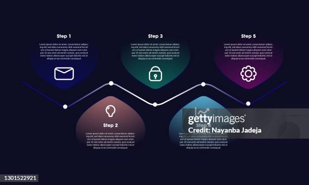 illustrazioni stock, clip art, cartoni animati e icone di tendenza di progettazione infografica con icone e 5 opzioni o passaggi illustrazione stock - cinque oggetti