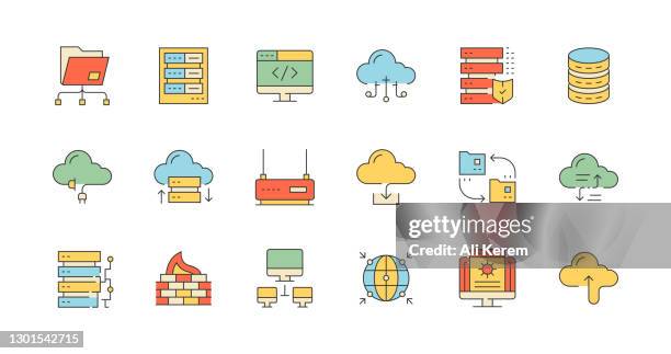 network, technology, database, cloud, folder icon design - blank folder template stock illustrations