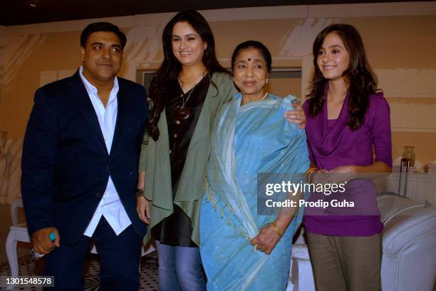 Ram Kapoor,Padmini Kolhapure,Asha Bhosle and Shivani Joshi attend the muhurat of the film 'Maaee' in Mumbai on April 27, 2011 in Mumbai, India