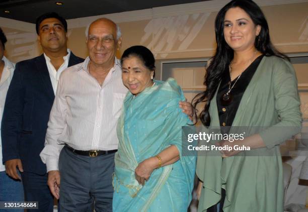 Ram Kapoor,Yash Chopra,Asha Bhosle and Padmini Kolhapure attend the muhurat of the film 'Maaee' in Mumbai on April 27, 2011 in Mumbai, India