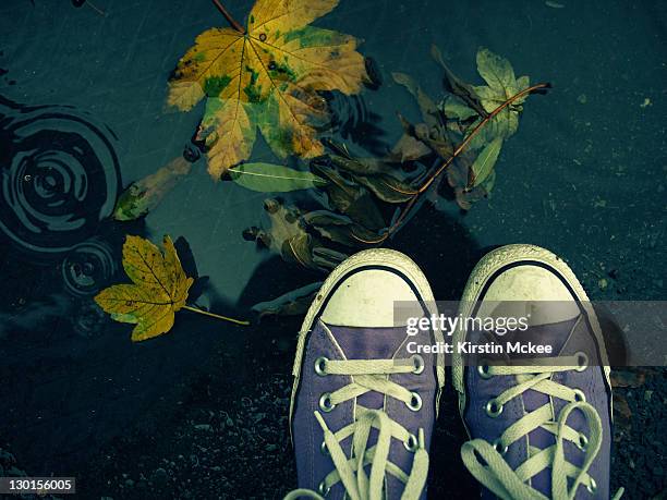puddle  and converse - low section stock-fotos und bilder