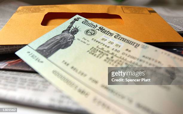 bush-s-refund-check-photos-and-premium-high-res-pictures-getty-images