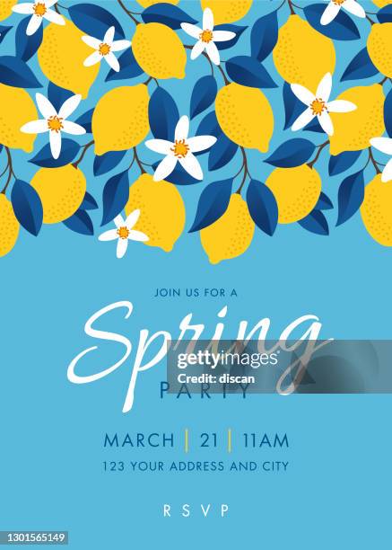 spring party invitation template. - cocktail party invitation stock illustrations