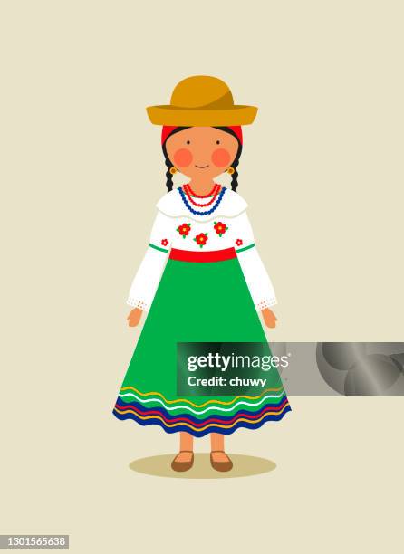 ecuadorian national costume for women - ecuadorian ethnicity stock illustrations