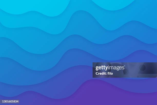 purple blue abstract waves background - water surface level stock illustrations