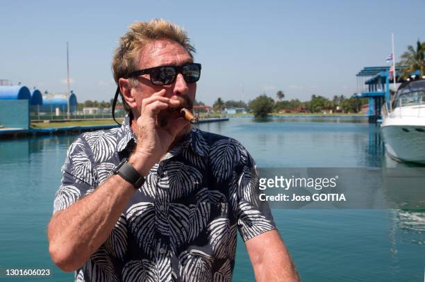 Portrait du milliardaire américain John Mc Afee créateur du logiciel antivirus du même nom le 6 juillet 2019 à la Havane, Cuba.