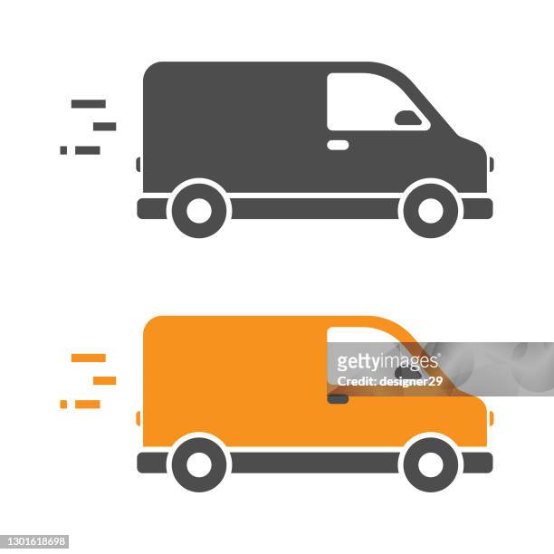 stockillustraties, clipart, cartoons en iconen met vectorontwerp voor snelle leveringspictogram. - food truck icon