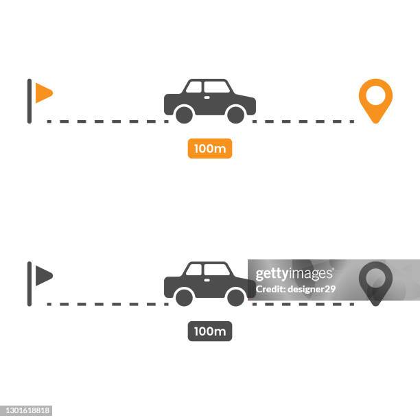 map pin and car route icon. start and end point vector design. - cell signaling pathway stock illustrations