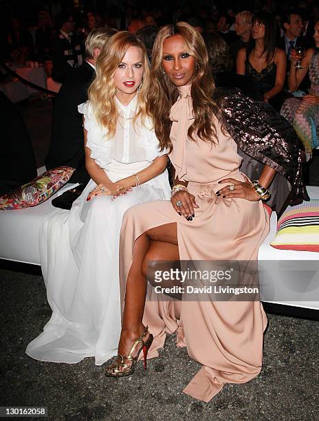 Peronality Rachel Zoe and supermodel Iman attend the Rodeo Drive Walk of Style Award event honoring Iman and Missoni on October 23, 2011 in Beverly...