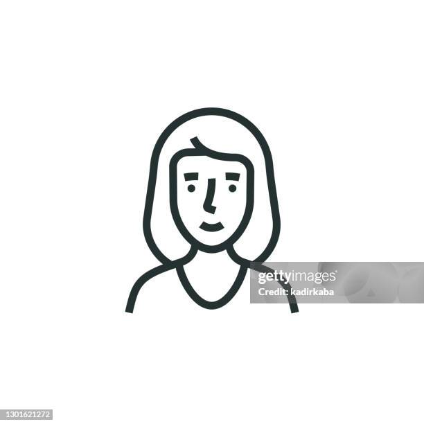 businesswoman line icon - older woman stock illustrations