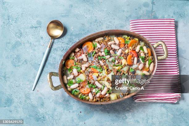 lentils and beans stew - lentils stock pictures, royalty-free photos & images