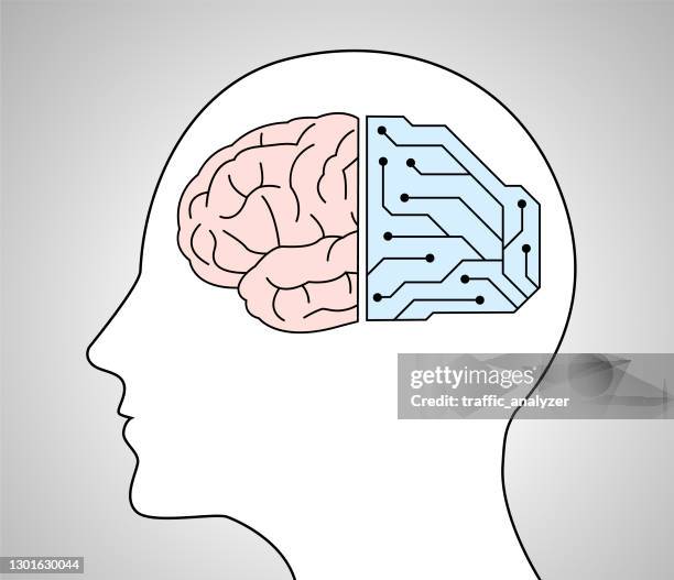 left/right brain theory - complicated math stock illustrations