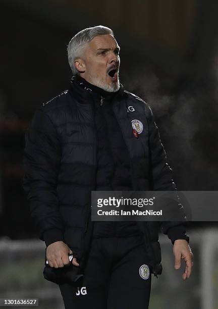 St Mirren manager Jim Goodwin reacts during the Ladbrokes Scottish Premiership match between St. Mirren and Celtic at SMISA Stadium on February 10,...