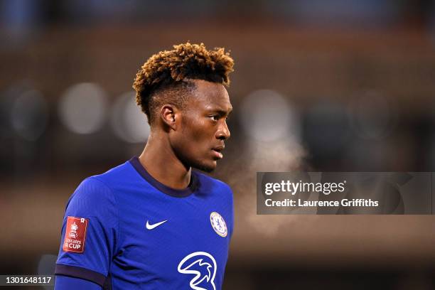 Tammy Abraham of Chelsea during The Emirates FA Cup Fifth Round match between Barnsley and Chelsea at Oakwell Stadium on February 11, 2021 in...