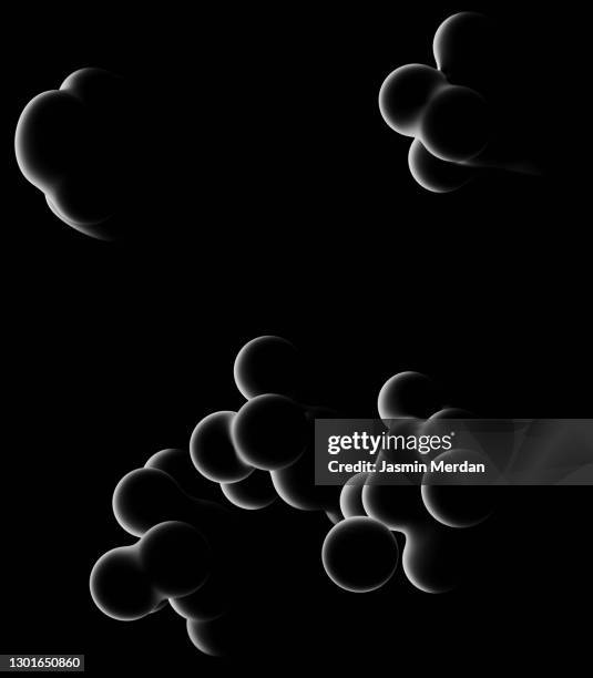 abstract 3d curved shapes in air - 3d pattern black and white stock-fotos und bilder