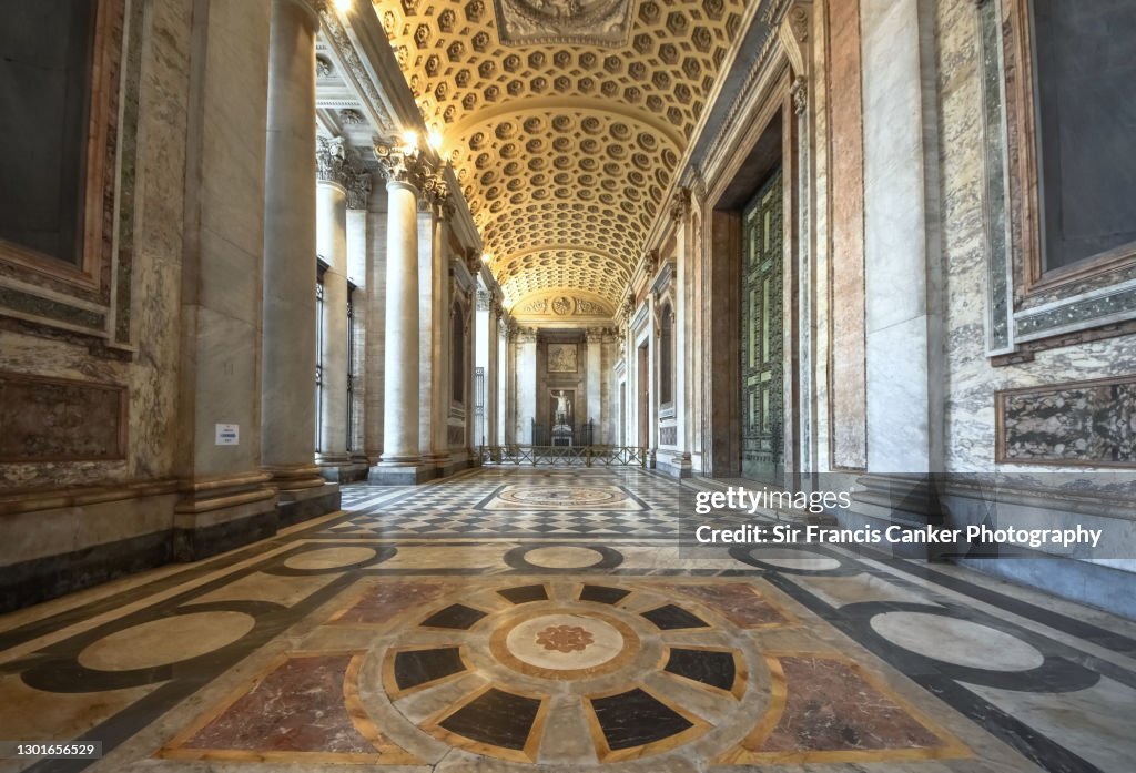Entrance hall to St John Lateran (San Giovanni in Laterano) basilica in Rome, Italy