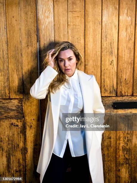 Actress Kate Winslet is photographed for Los Angeles Times on December 16, 2020 in Los Angeles, California. Image is a screen grab from a virtual...