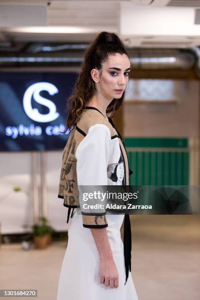 Model SofÃa Toribio walks the runway at the Sylvia Calvo show during the Circular Sustainable Fashion Week Madrid at Triple on February 11, 2021 in...