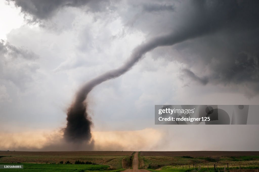 Tornado with storm clouds