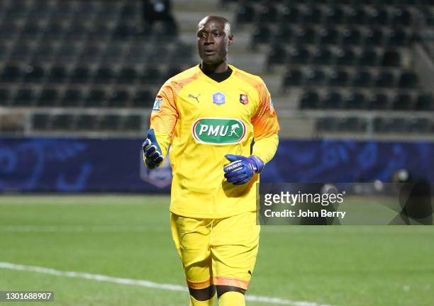 Goalkeeper of Stade Rennais Alfred Gomis during the French Cup match between Angers SCO and Stade Rennais at Stade Raymond Kopa on February 11, 2021...