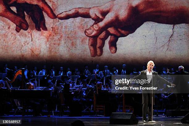 Opera singer Dimitri Hvorostovsky performs on stage as part of Style.Uz Art Week 2011 on October 23, 2011 in Tashkent, Uzbekistan.