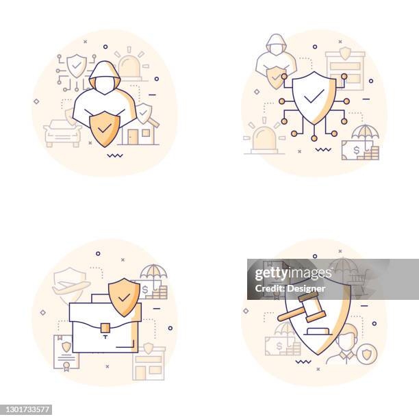 Modernization Insurance Vector Insurance And Protection Related Modern Line Style Vector Illustration ...